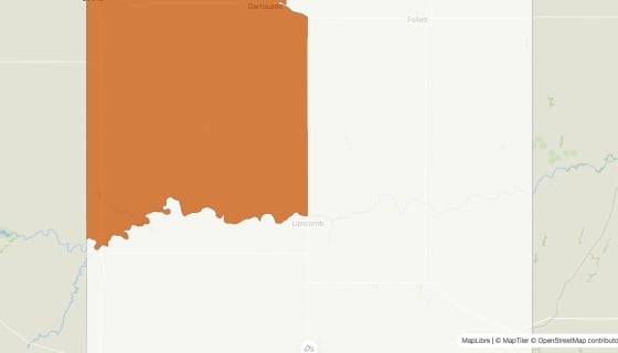 Map preview of Lipscomb County, TX - Population by Census Tract (2023)