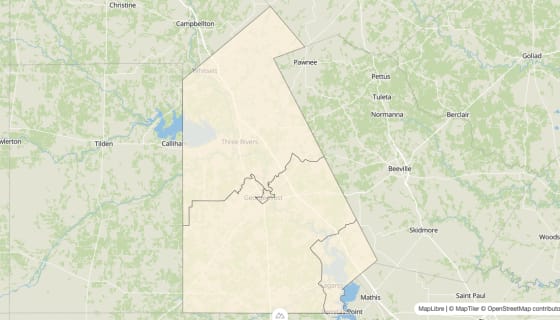 Map preview of Live Oak County, TX - Bachelor's Degree Rate