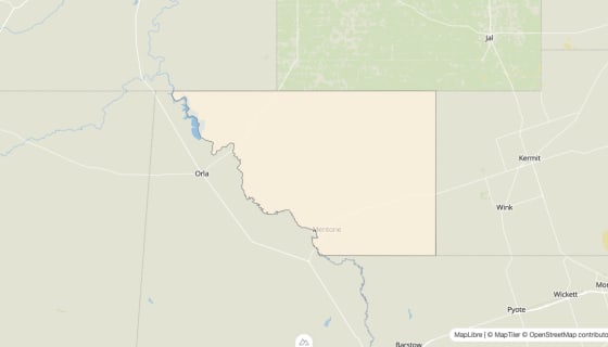 Map preview of Loving County, TX - Bachelor's Degree Rate