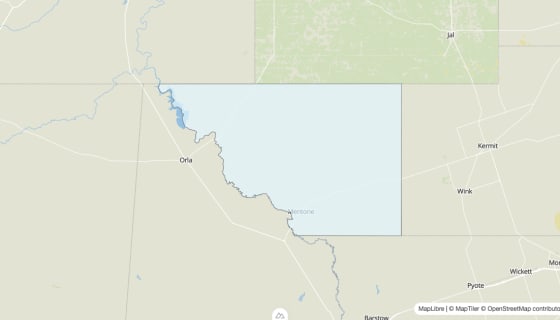 Map preview of Loving County, TX - Median Age