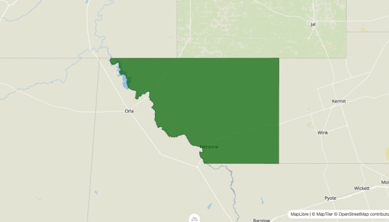 Map preview of Loving County, TX - Poverty Rate