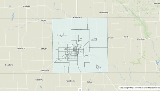 Map preview of Lubbock County, TX - Unemployment Rate