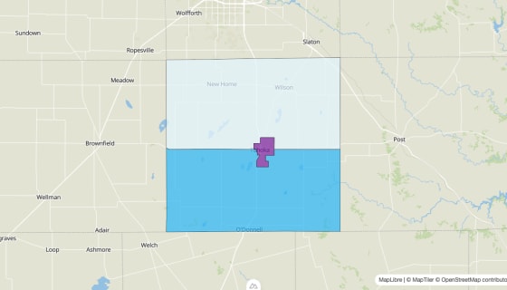 Map preview of Lynn County, TX - Median Age