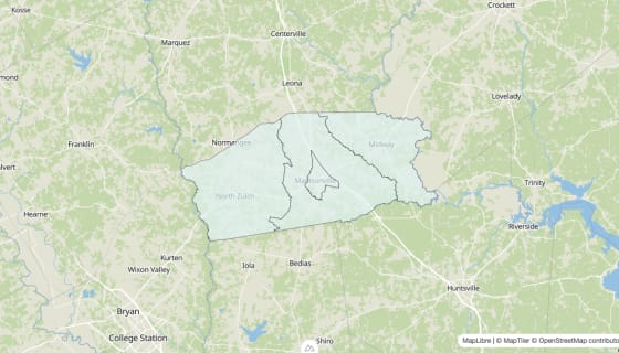 Map preview of Madison County, TX - Unemployment Rate
