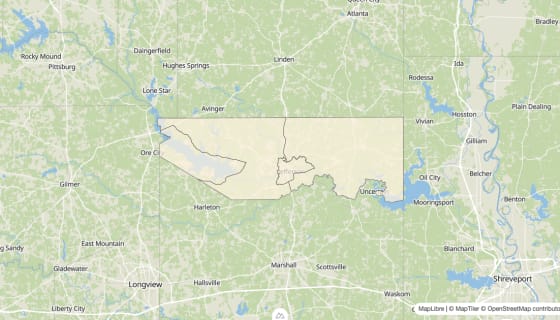 Map preview of Marion County, TX - Bachelor's Degree Rate