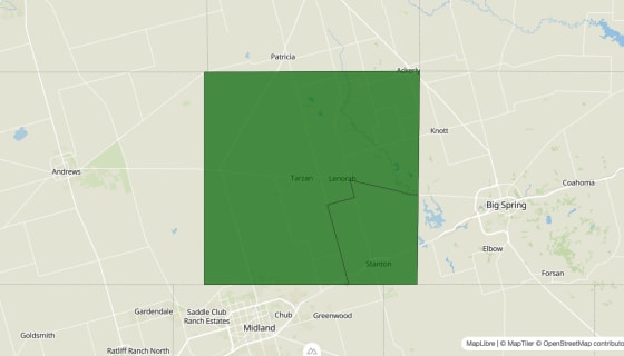 Map preview of Martin County, TX - Poverty Rate