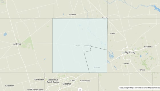 Map preview of Martin County, TX - Unemployment Rate