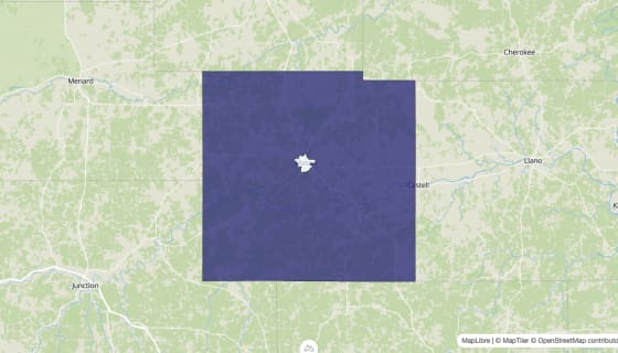 Map preview of Mason County, TX - Median Home Value
