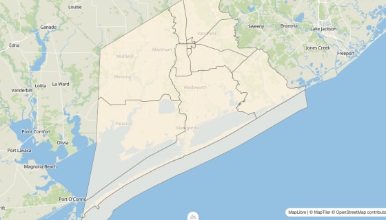 Map preview of Matagorda County, TX - Bachelor's Degree Rate