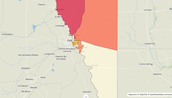 Map preview of Maverick County, TX - Median Gross Rent
