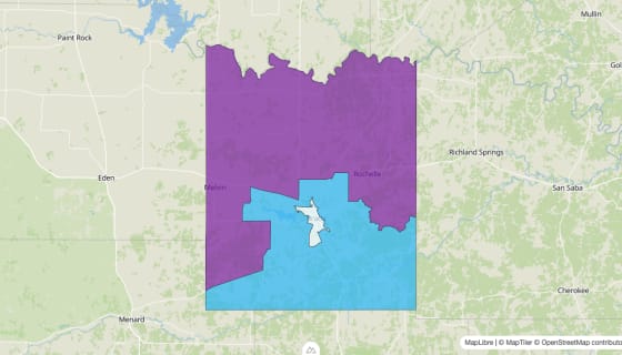 Map preview of McCulloch County, TX - Median Age