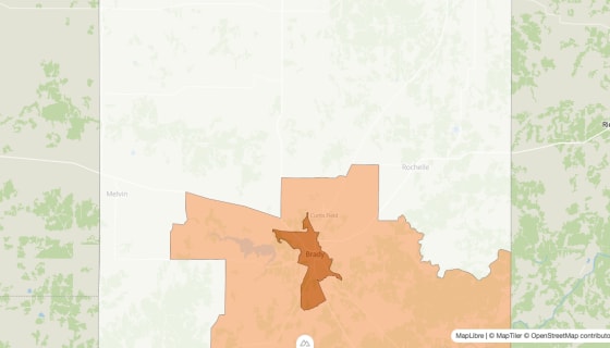 Map preview of McCulloch County, TX - Population by Census Tract (2023)