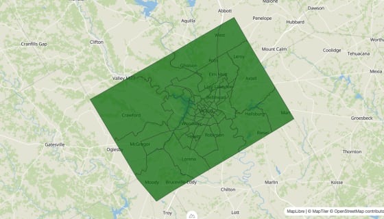 Map preview of McLennan County, TX - Poverty Rate