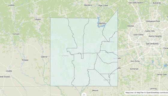 Map preview of Medina County, TX - Unemployment Rate