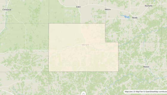 Map preview of Menard County, TX - Bachelor's Degree Rate
