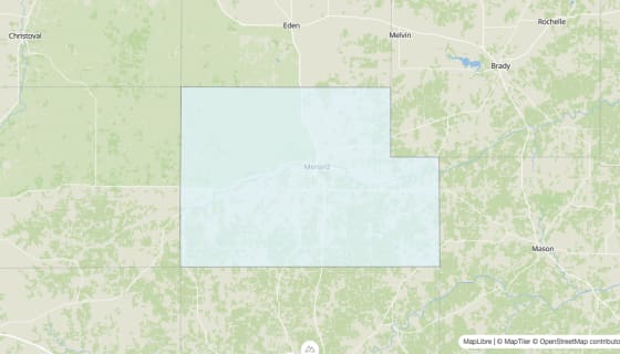 Map preview of Menard County, TX - Median Age