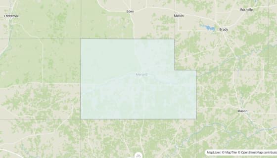 Map preview of Menard County, TX - Unemployment Rate