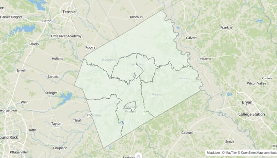 Map preview of Milam County, TX - Housing Vacancy Rate