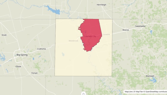 Map preview of Mitchell County, TX - Median Gross Rent