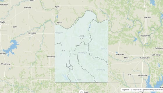 Map preview of Montague County, TX - Unemployment Rate