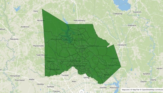 Map preview of Montgomery County, TX - Poverty Rate