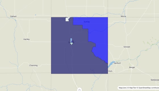 Map preview of Moore County, TX - Median Home Value