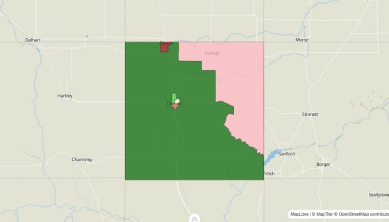Map preview of Moore County, TX - Median Household Income