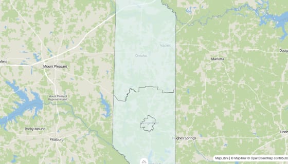 Map preview of Morris County, TX - Unemployment Rate