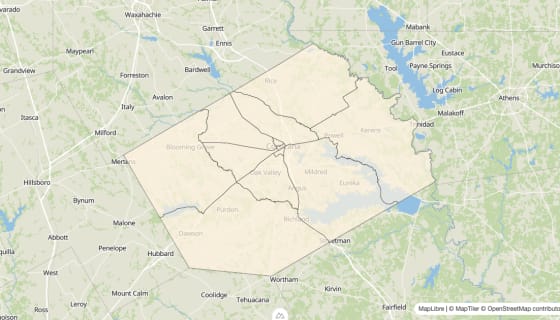 Map preview of Navarro County, TX - Bachelor's Degree Rate