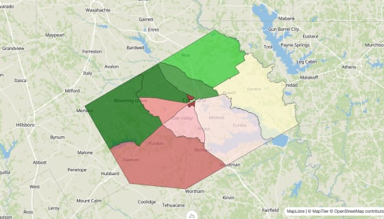 Map preview of Navarro County, TX - Median Household Income