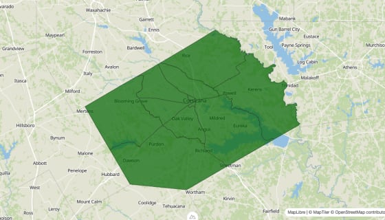 Map preview of Navarro County, TX - Poverty Rate