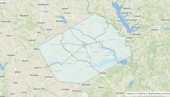 Map preview of Navarro County, TX - Unemployment Rate