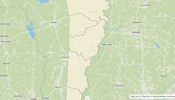 Map preview of Newton County, TX - Bachelor's Degree Rate