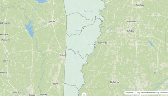 Map preview of Newton County, TX - Unemployment Rate