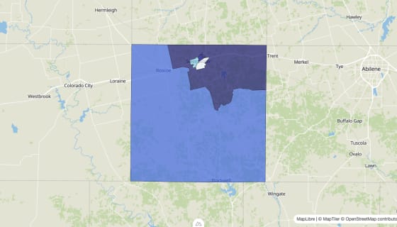 Map preview of Nolan County, TX - Median Home Value