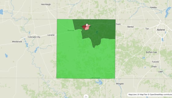 Map preview of Nolan County, TX - Median Household Income