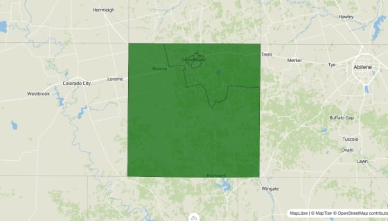 Map preview of Nolan County, TX - Poverty Rate