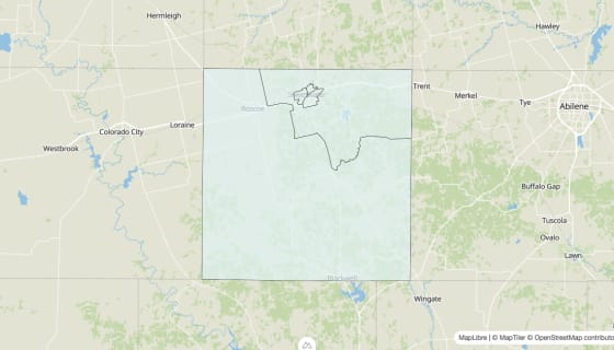 Map preview of Nolan County, TX - Unemployment Rate