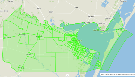 Map preview of Nueces County, TX - Block Groups