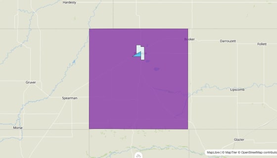 Map preview of Ochiltree County, TX - Median Age