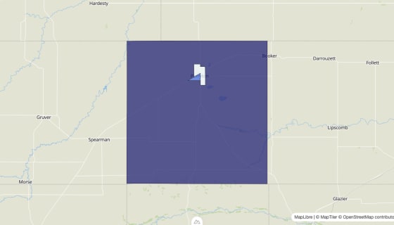 Map preview of Ochiltree County, TX - Median Home Value