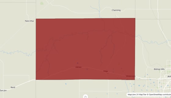 Map preview of Oldham County, TX - Median Household Income