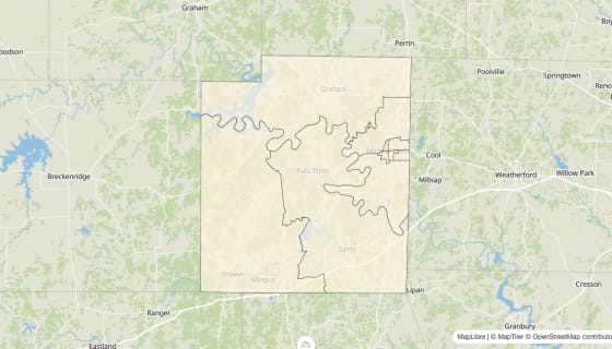 Map preview of Palo Pinto County, TX - Bachelor's Degree Rate