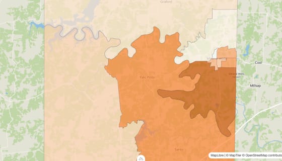 Map preview of Palo Pinto County, TX - Population by Census Tract (2023)