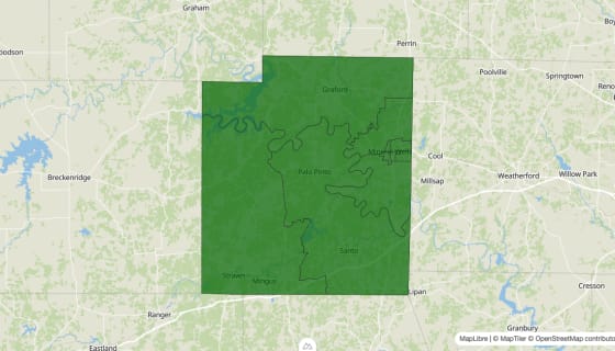 Map preview of Palo Pinto County, TX - Poverty Rate