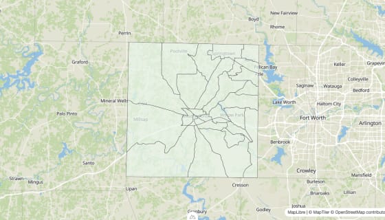 Map preview of Parker County, TX - Housing Vacancy Rate