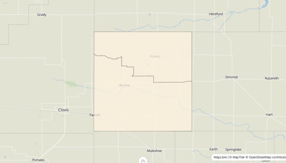 Map preview of Parmer County, TX - Bachelor's Degree Rate