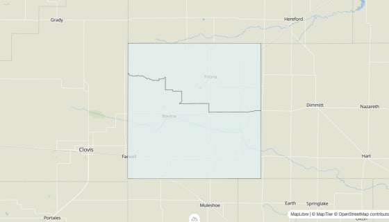 Map preview of Parmer County, TX - Unemployment Rate