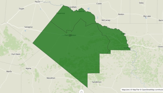 Map preview of Pecos County, TX - Poverty Rate
