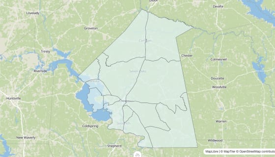 Map preview of Polk County, TX - Unemployment Rate
